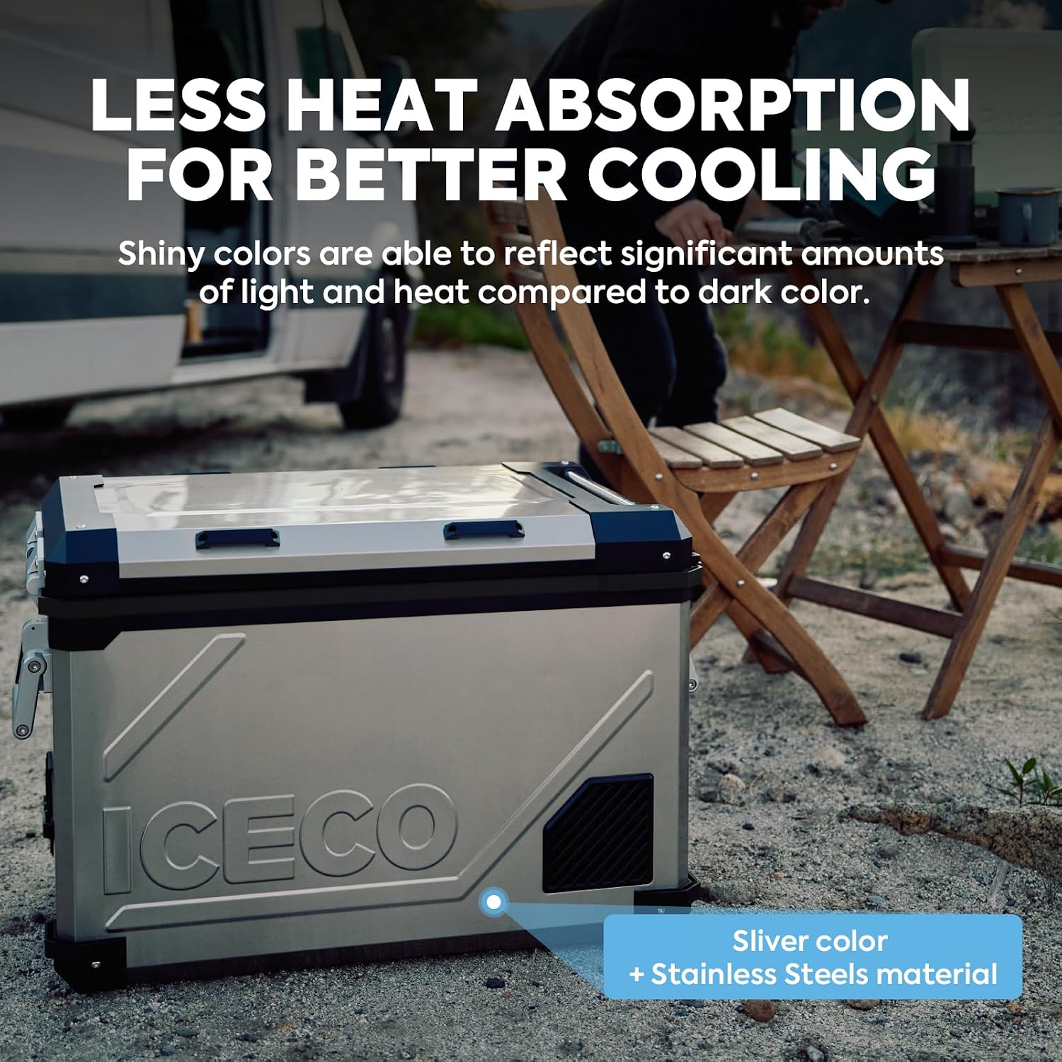ICECO APL55 58Qt 12V Refrigerator, Dual Zone Fridge Freezer with SECOP Compressor, -4℉~68℉, APP Control Portable Freezer with AC/DC, 12v Fridge, Car Refrigerator For Outdoor |Silver+DC Cord