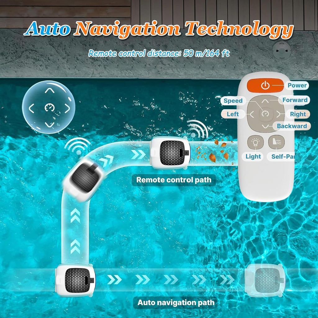 Pool Skimmer Robot, Pool Skimmer Robotic with 7800mAh Cleaning Power Supply, Twin Motors Automatic Pool Skimmer, Pool Vacuum with 3 Work Mode