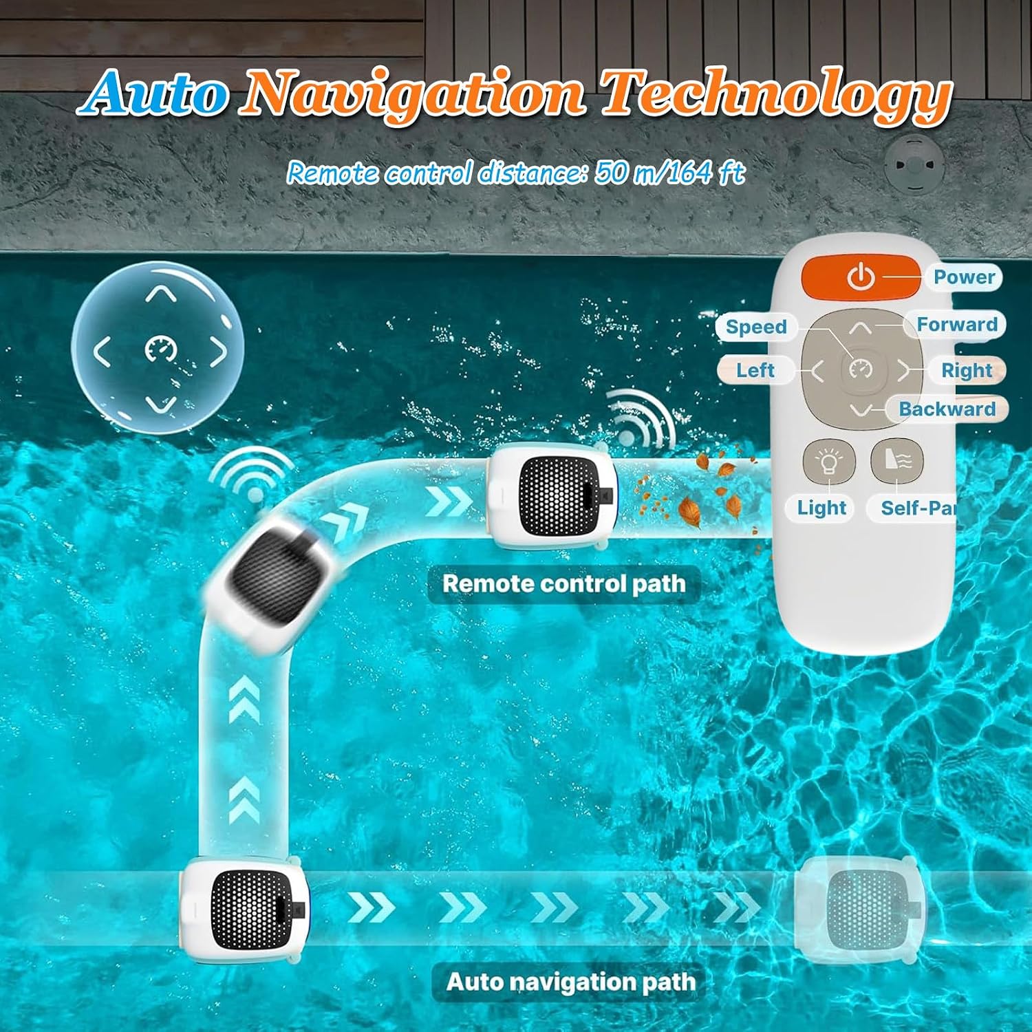 Pool Skimmer Robot, Pool Skimmer Robotic with 7800mAh Cleaning Power Supply, Twin Motors Automatic Pool Skimmer, Pool Vacuum with 3 Work Mode