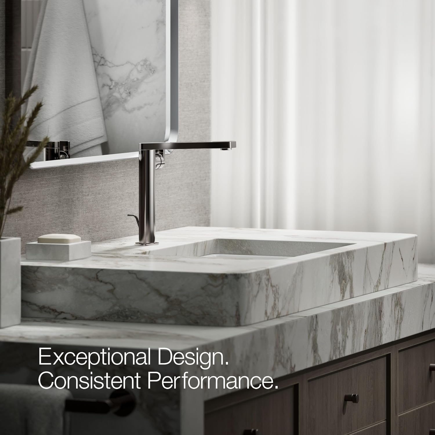 Kohler 73168-4-TT Composed® Tall Single-Handle Bathroom Sink Faucet with Lever Handle, 1.2 gpm, Vibrant Titanium