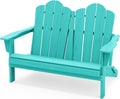 SERWALL Folding Adirondack Bench, HDPE All-Weather Adirondack Loveseat, 660 lbs Capacity, Foldable Outdoor Patio Bench for Deck, Lawn, Garden, Aruba