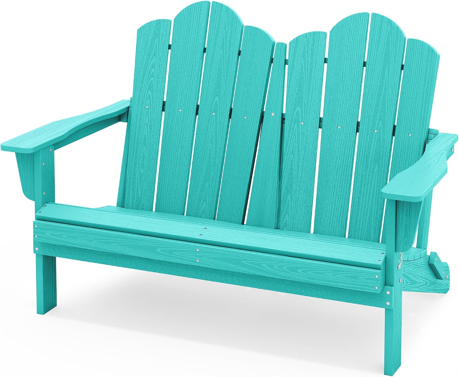 SERWALL Folding Adirondack Bench, HDPE All-Weather Adirondack Loveseat, 660 lbs Capacity, Foldable Outdoor Patio Bench for Deck, Lawn, Garden, Aruba