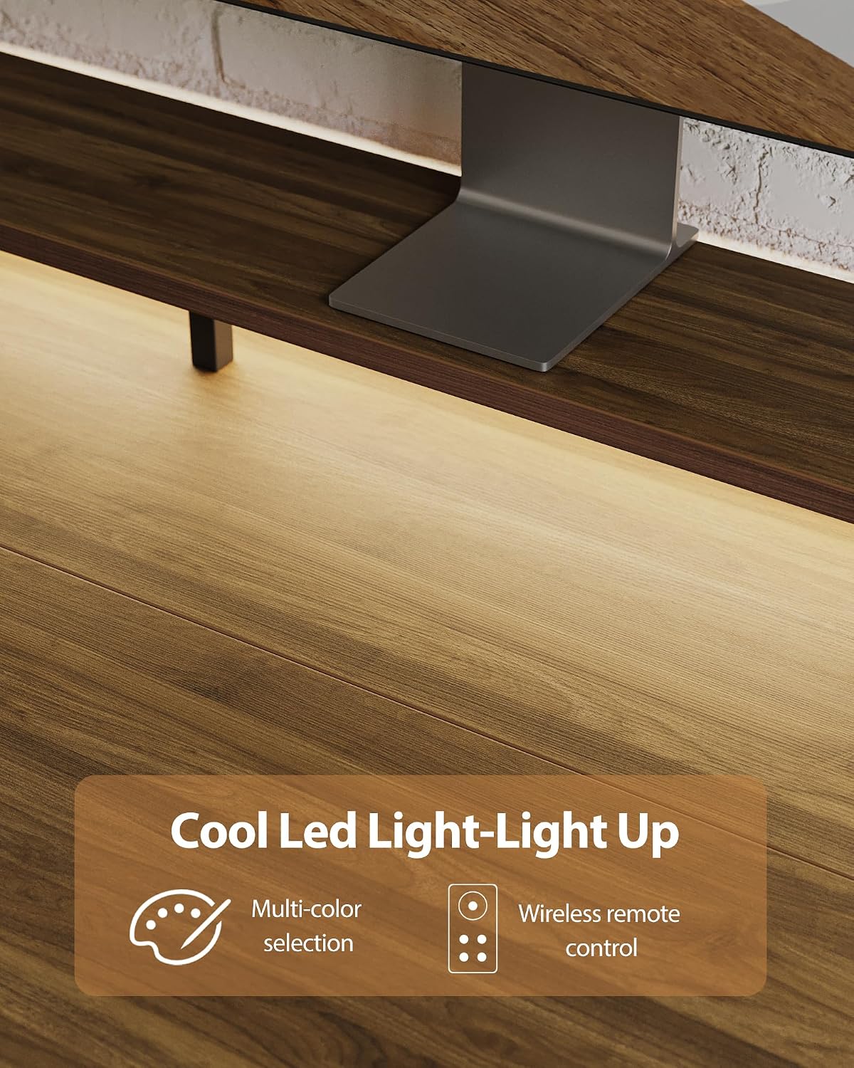Agilestic 48x24 Inch Electric Standing Desk with Shelf, Height Adjustable Desk with Power Outlets & LED, Sit Stand Up Table with Monitor Stand, Computer Workstation, Dark Walnut