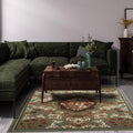 Antep Rugs Alfombras Non-Skid (Non-Slip) 6x9 Rubber Backing Modern Floral Low Profile Pile Indoor Area Rugs (Green, 6'7' x 9')