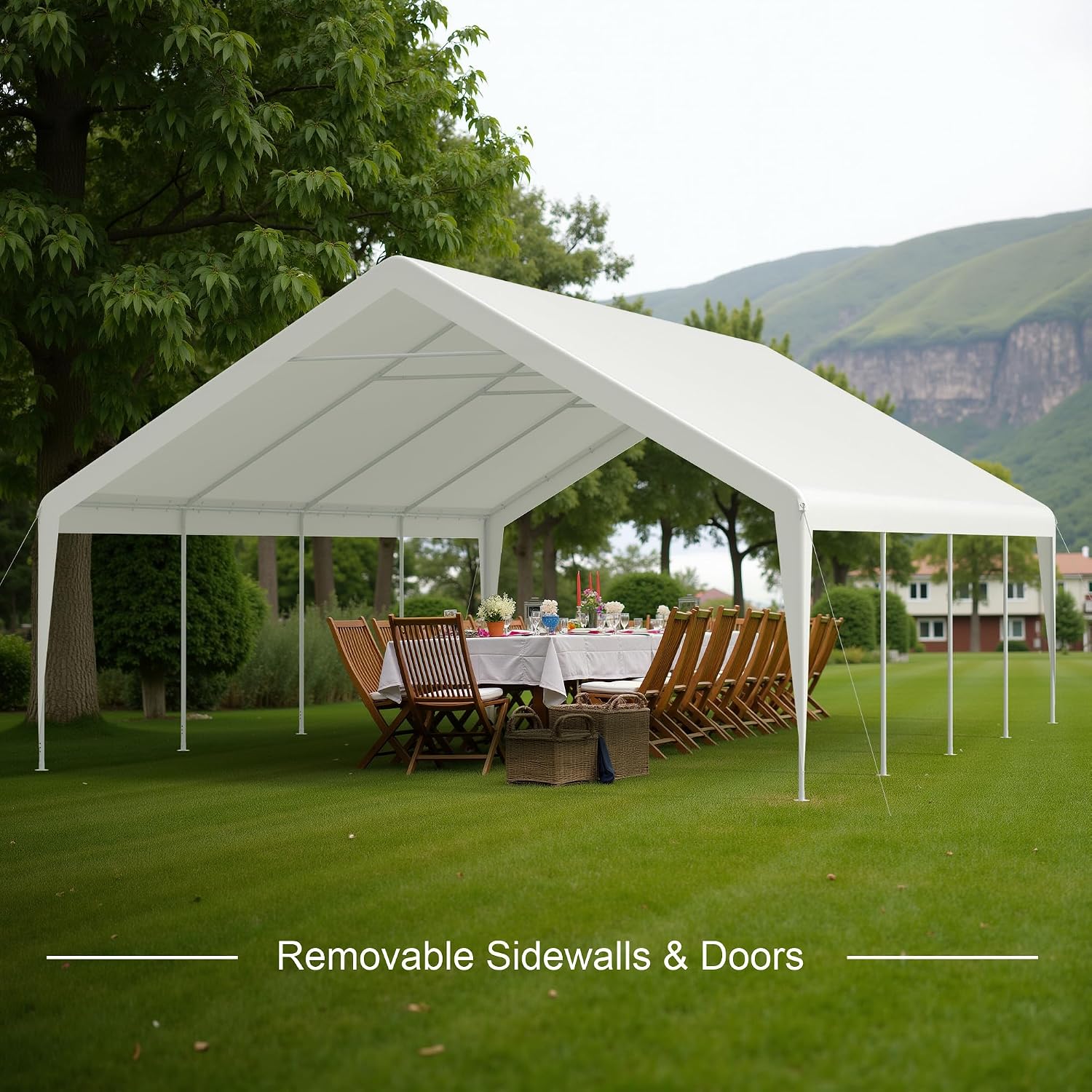 Party Tent, 20' x 26' Heavy Duty Outdoor Canopy Tent All-Season Tarp & Removable Sidewall Waterproof Carport Wedding Canopy with Windows Event Shelters Outdoor Storage Shelter Birthday BBQ