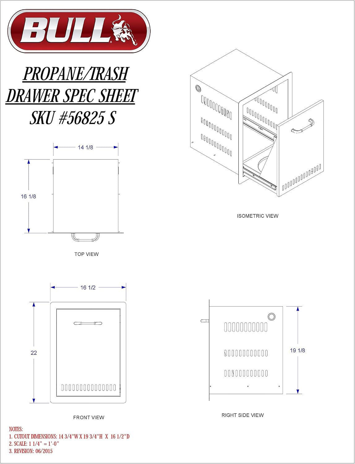 Bull Stainless Steel Propane Tank Or Trash Can Drawer