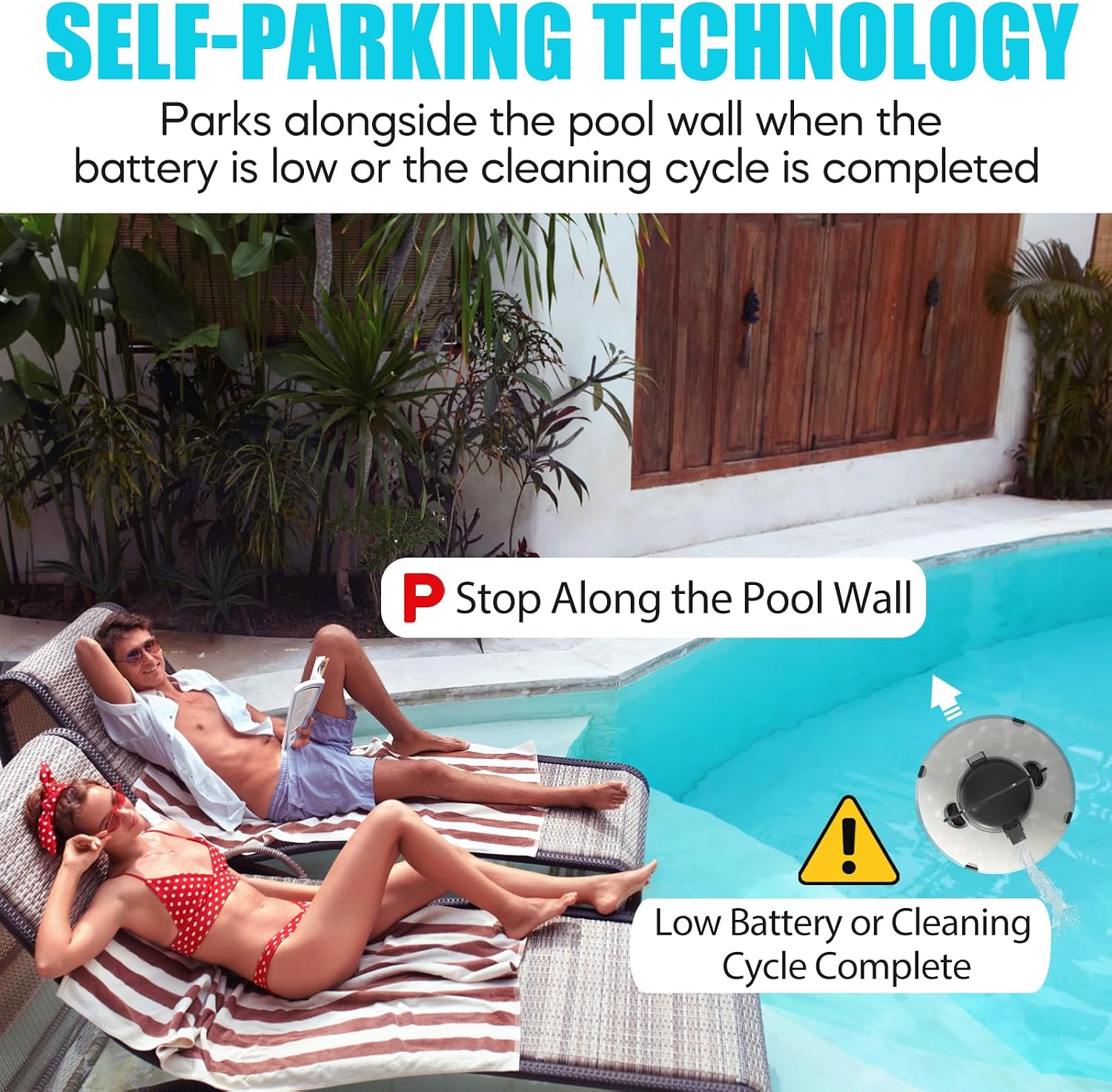 2026 Cordless Robotic Pool Cleaner - 120 Mins Automatic Pool Vacuum for Above Ground Pool & In - Ground Flat Pools up to 1000 Sq.Ft, Robot Pool Cleaner with Self - Parking Tech