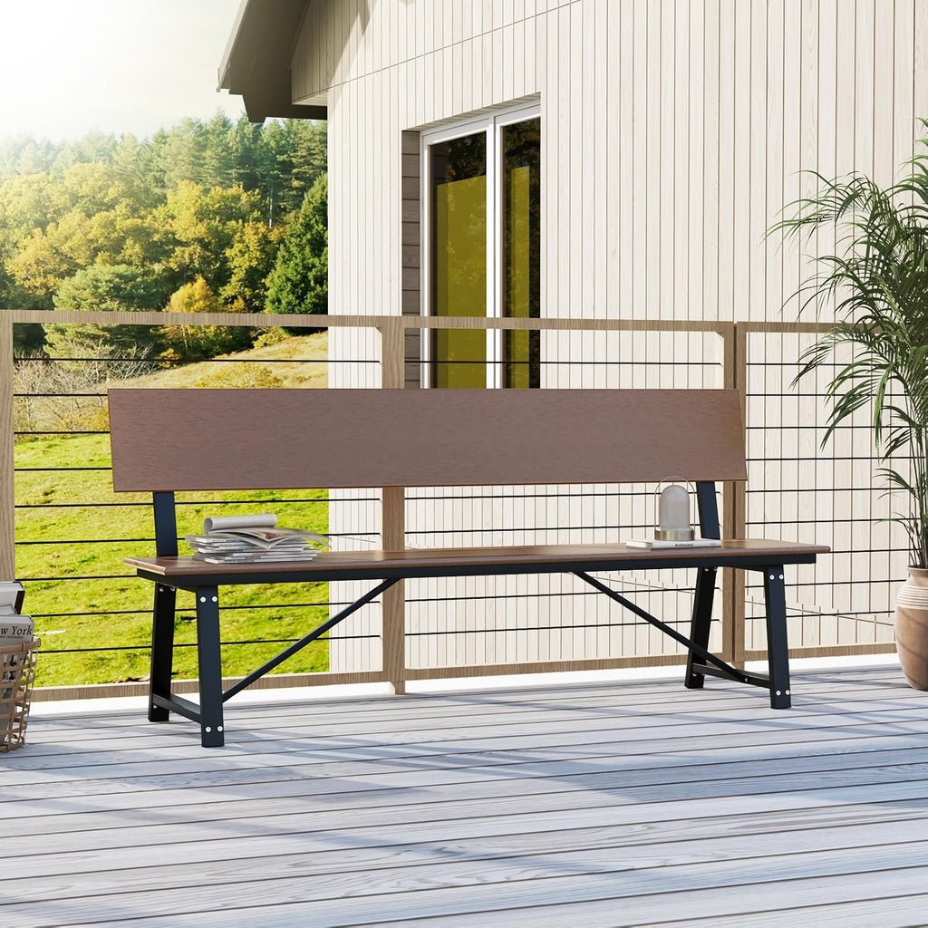 Tangkula 72' Outdoor Bench, Extra Long Patio HDPE Bench for 4 People, 1100 lbs Weight Capacity, Heavy-Duty Patio Picnic Dining Bench for Garden, Porch, Lawn, Backyard & Park