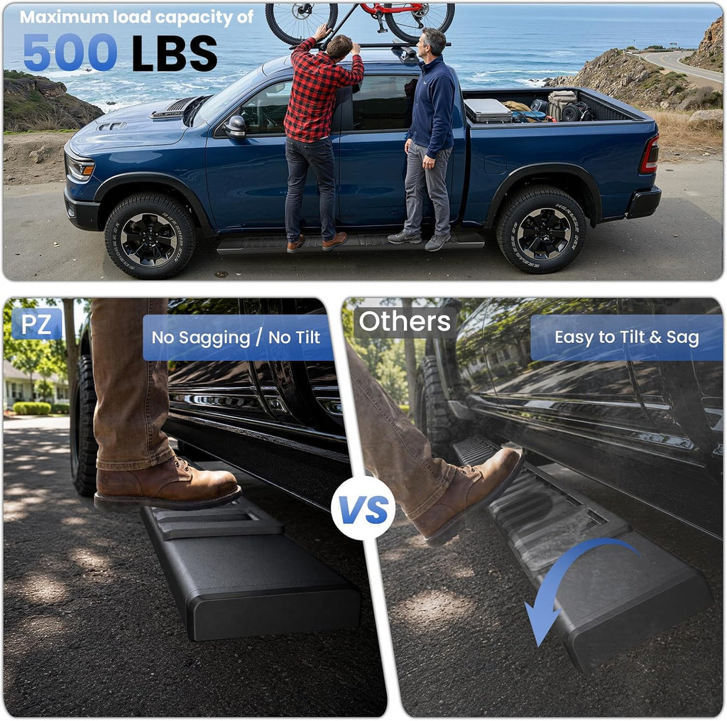 PZ 6' Running Boards Anti-Slip Side Steps Compatible with Chevy Silverado/GMC Sierra 1500 Double Cab 2019-2025, 2020-2025 for 2500HD 3500HD,500LBS No Drill Truck Running Boards Direct Fit Nerf Bar