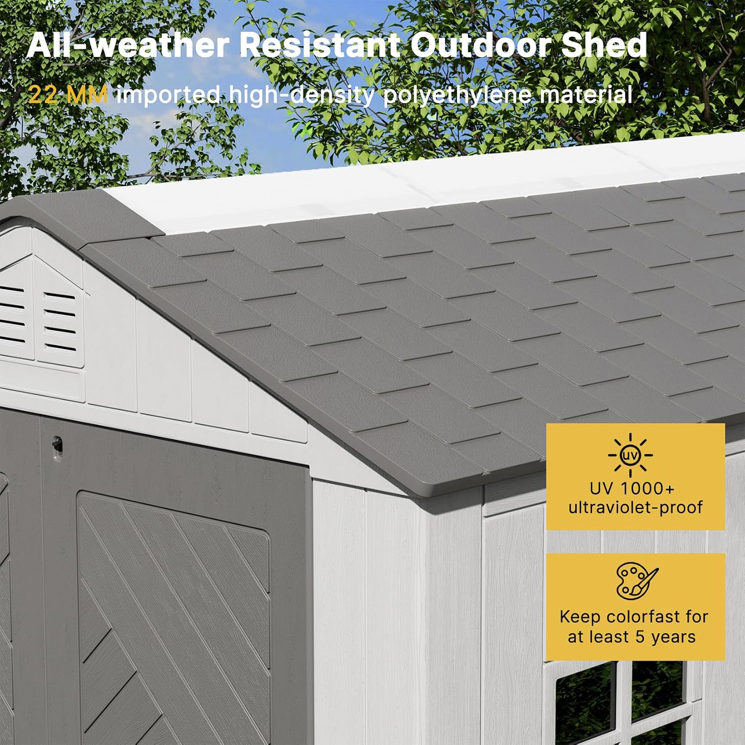 KINYING 6x6 FT Outdoor Storage Shed,Resin Clearance Outdoor Sheds with Floor,Weather Resistant Garden Tool Plastic Shed with Window for Backyard, Garden, Patio, Lawn,Lockable