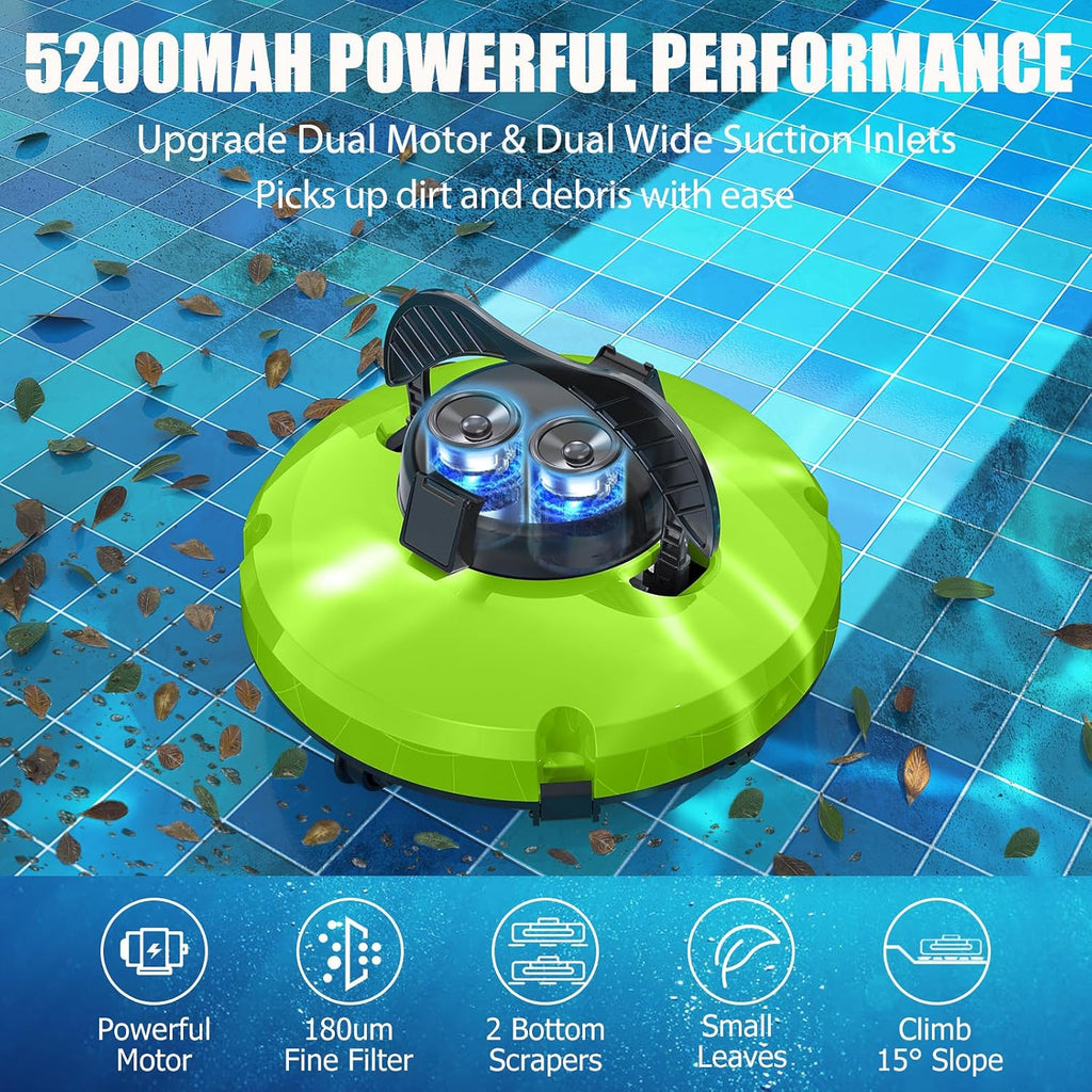 2026 Cordless Robotic Pool Cleaner - 120 Mins Automatic Pool Vacuum for Above Ground Pool & In - Ground Flat Pools up to 1000 Sq.Ft, Robot Pool Cleaner with Self - Parking Tech