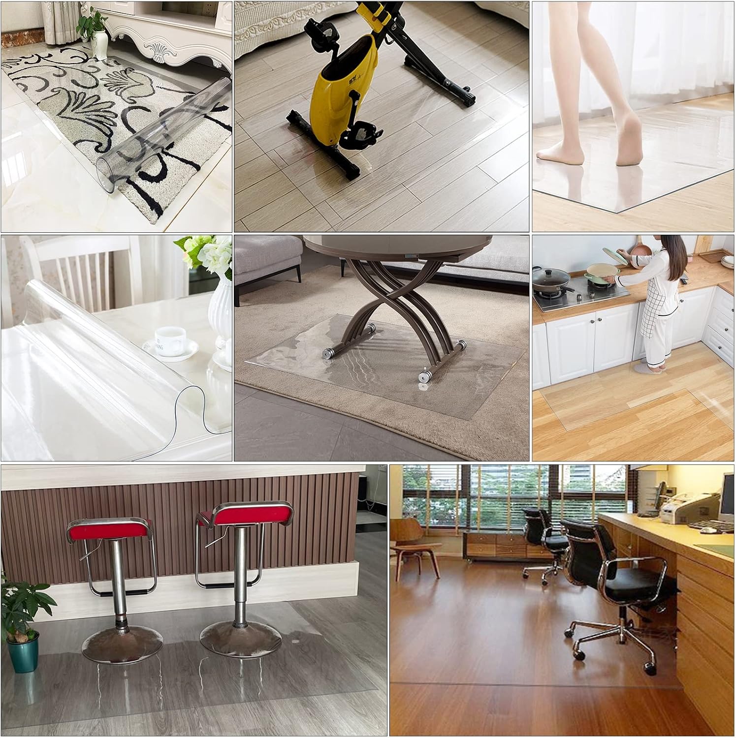 Vinyl Clear Desk Chair Mat for Carpet, Wood/Tile Floor Protector, Kitchen Countertop Mat Tabletop Cover Furniture/Cabinet/Shelf Top Protection Pad, Runner Rug Non-Slip (Color : Clear, Size : 3x6ft