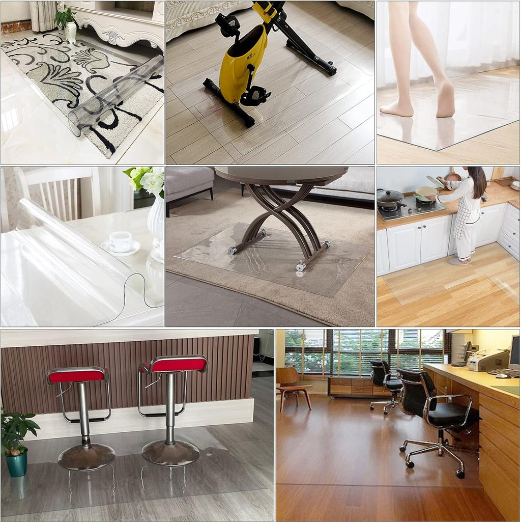 Vinyl Clear Desk Chair Mat for Carpet, Wood/Tile Floor Protector, Kitchen Countertop Mat Tabletop Cover Furniture/Cabinet/Shelf Top Protection Pad, Runner Rug Non-Slip (Color : Clear, Size : 5x14f