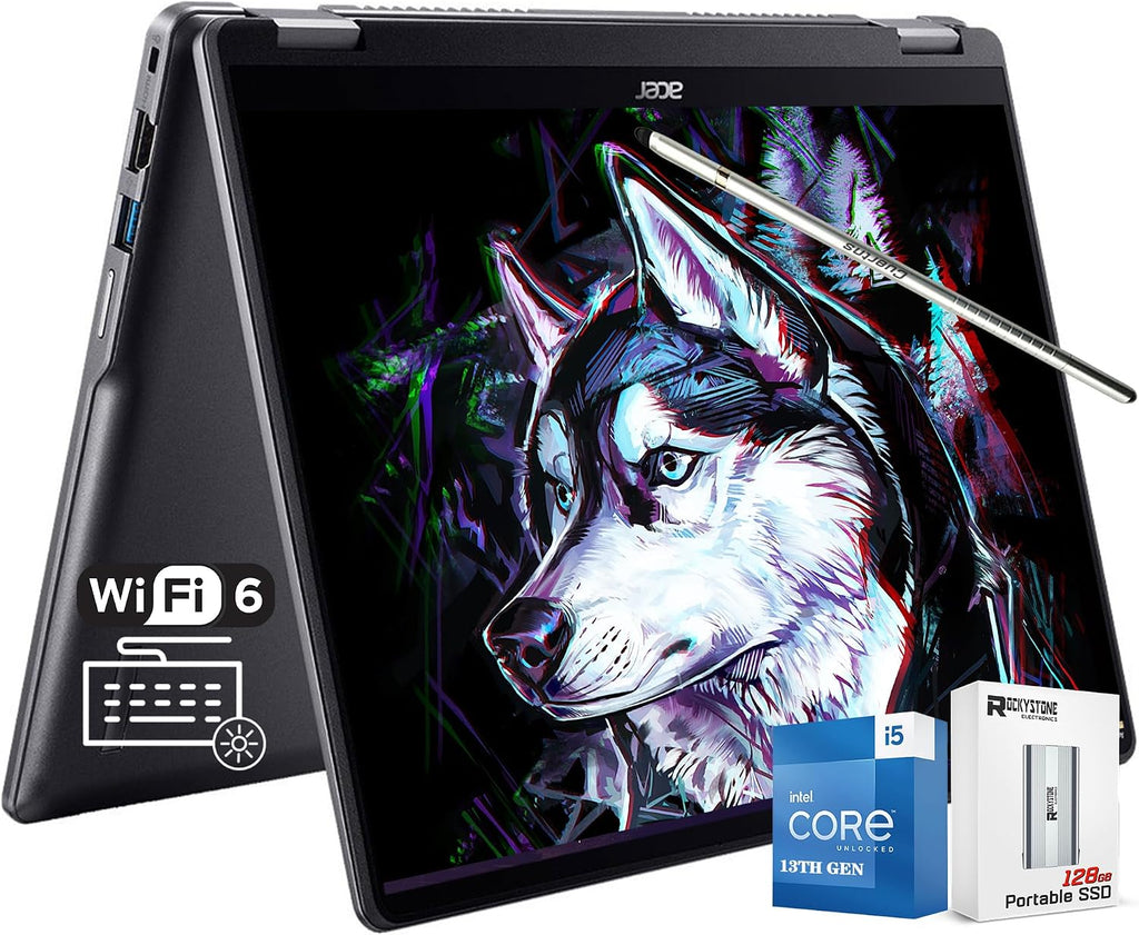 Acer Chromebook Plus Spin 514 2-in-1 Laptop, 14' WUXGA IPS Touchscreen, 13th Gen Intel 10-Core i5-1334U, 32GB LPDDR5X RAM, 512GB Pcle 4.0 SSD, Backlit KB, WiFi 6E, Chrome OS, W/128GB PSD & Stylus