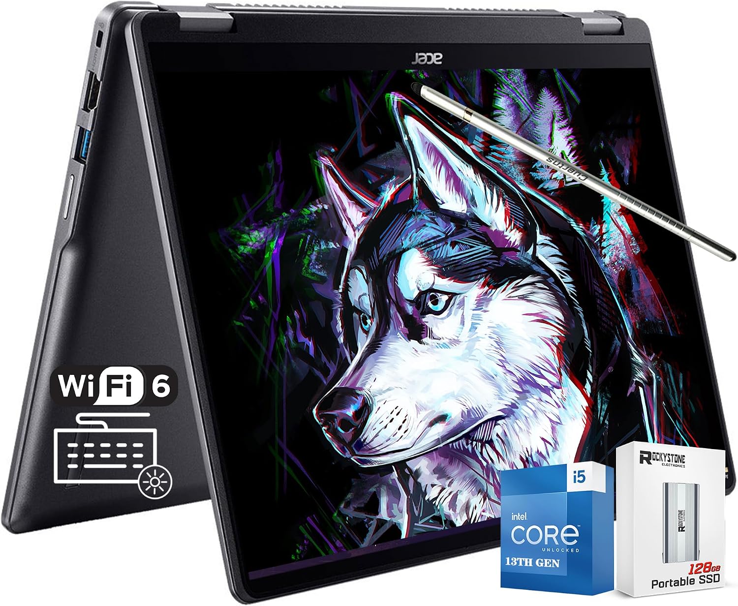 Acer Chromebook Plus Spin 514 2-in-1 Laptop, 14' WUXGA IPS Touchscreen, 13th Gen Intel 10-Core i5-1334U, 32GB LPDDR5X RAM, 512GB Pcle 4.0 SSD, Backlit KB, WiFi 6E, Chrome OS, W/128GB PSD & Stylus