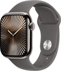 Apple Watch Series 10 [GPS + Cellular, 42mm] - Natural Titanium Case with Stone Gray Sport Band, S/M (Renewed)