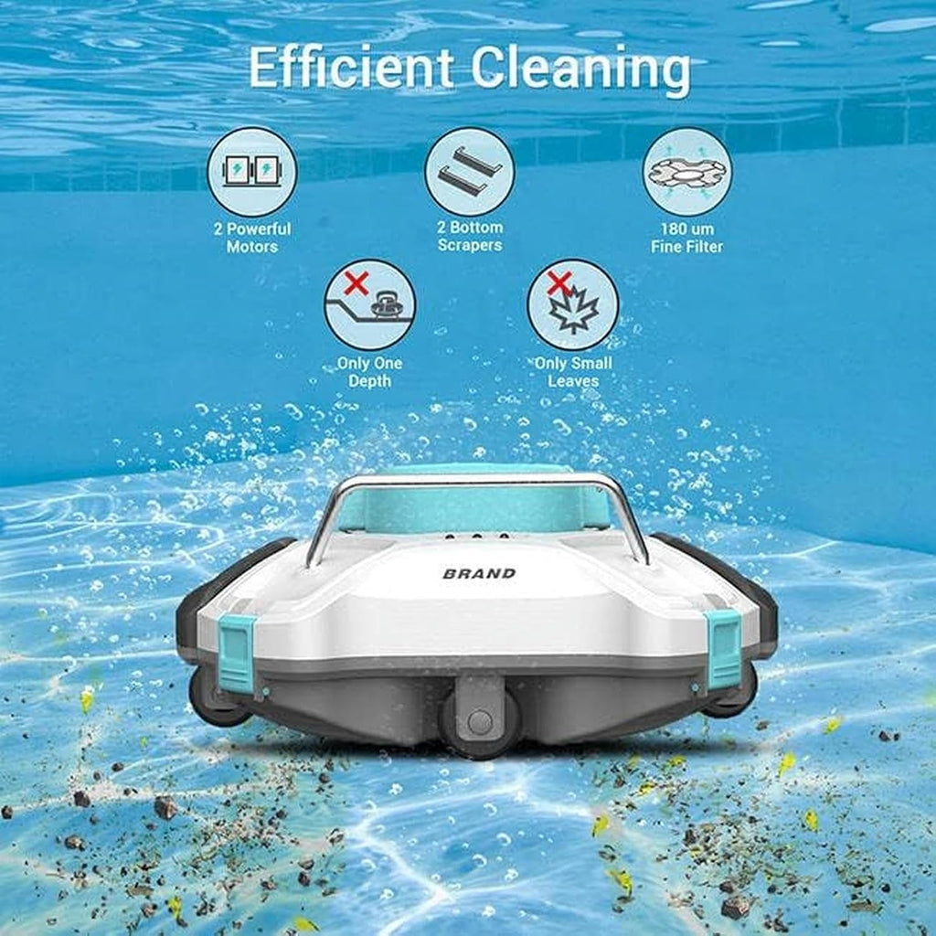 Wireless Robotic Cleaner for Swimming Pools, Pool Vacuum Cleaner with Improved Double Drive Engines, Up to 90 Minutes of Cleaning for Pools On The Floor Or On The Ground Up to More