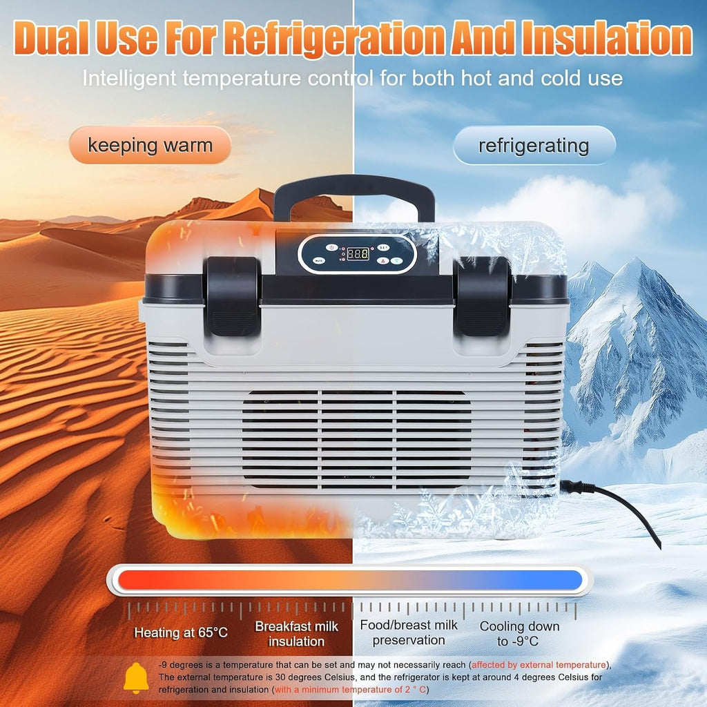 Car Fridge Portable 12V Refrigerator 20 Quart (19 Liter) 12 Volt Freezer Compressor Cooler 12V/24V DC 110～220 V AC for Truck Van RV Camper SUV and Home Use -9℃~+65℃