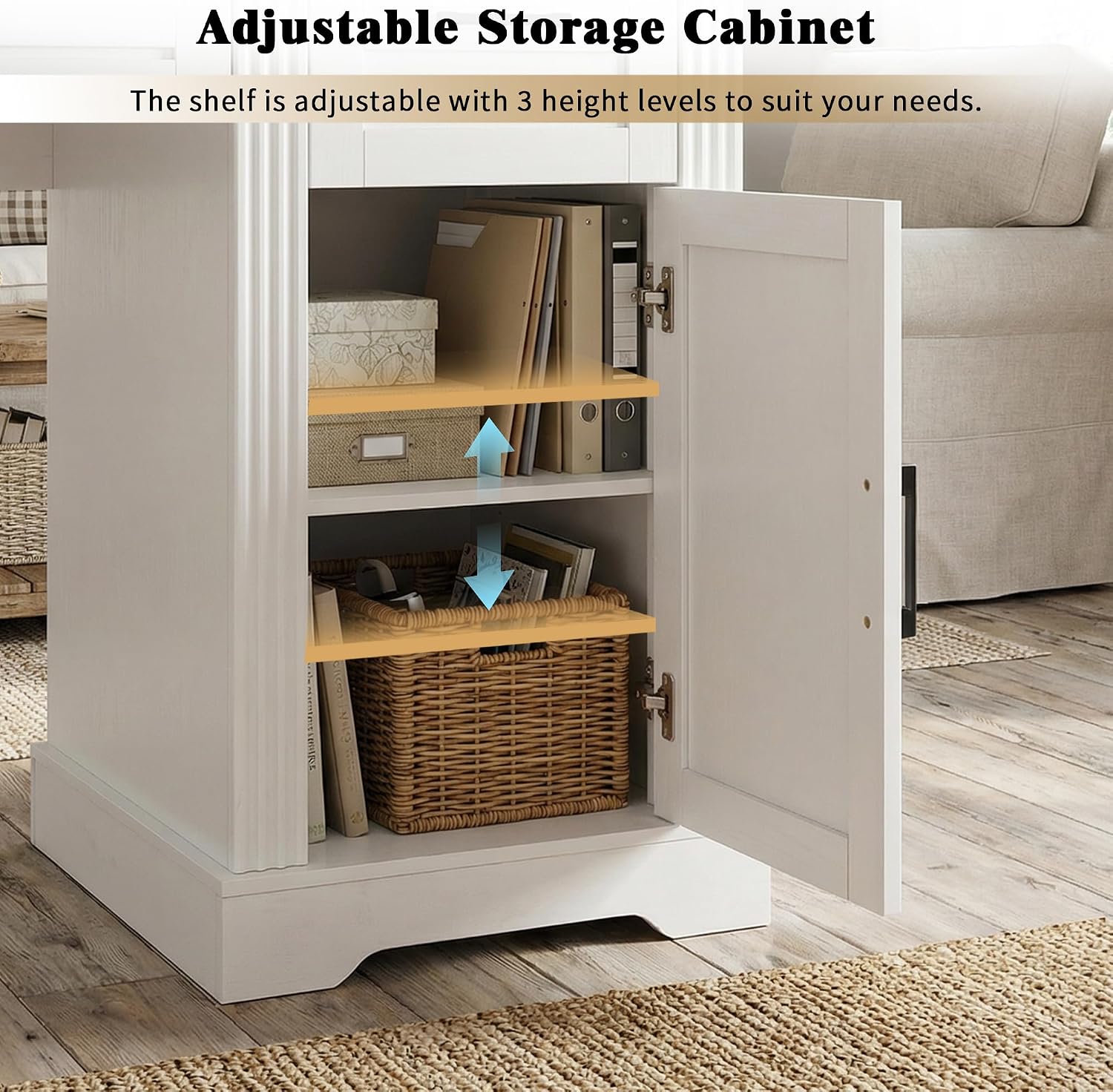 55' Farmhouse Computer Desk with Power Outlets, Removable Monitor Stand with Drawers, Convertible Keyboard Tray & Storage Cabinet, Home Office Writing Desk with Pegboard Organizer