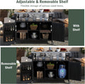 50.25 Outdoor Kitchen Island, Rolling Bar Cart & Storage Cabinet, Farmhouse Solid Wood Outdoor Grill Table with Stainless Steel Top, Spice Rack, Towel Rack for Kitchen & BBQ, Black