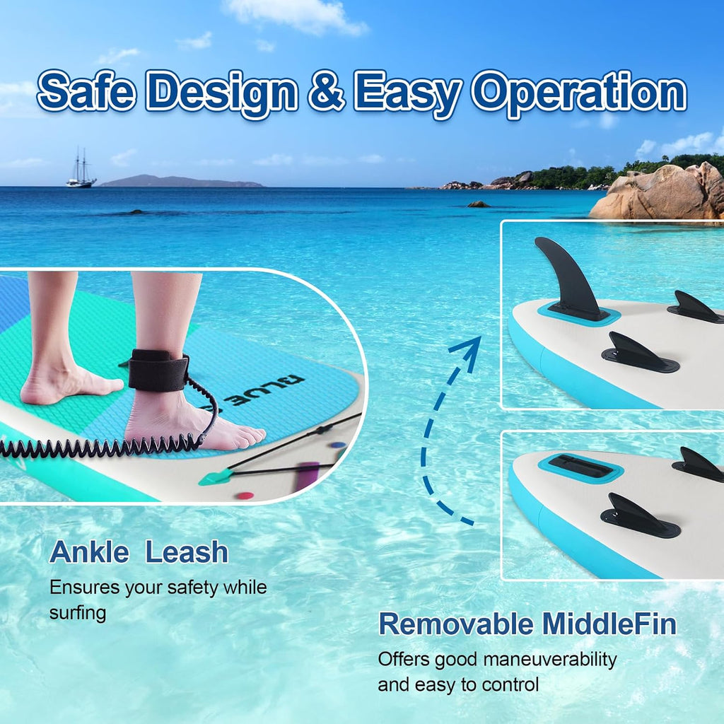 Inflatable Stand up Paddle Board, Extra Wide SUP, with Premium Paddleboard Accessories, Hand Pump, Backpack, Adult & Youth, for Yoga Fishing Paddling