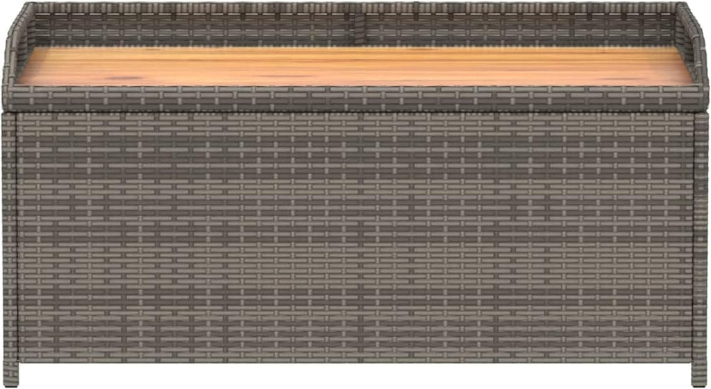 Foto Outdoor Bench, 39 Inch, Gray Wicker Rattan, Under Seat Storage