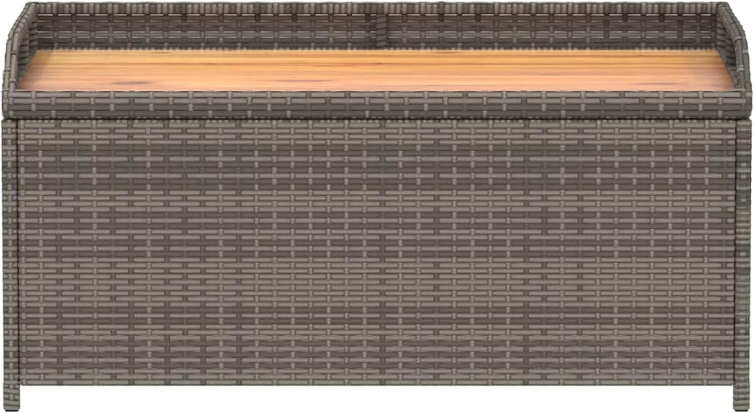 Foto Outdoor Bench, 39 Inch, Gray Wicker Rattan, Under Seat Storage