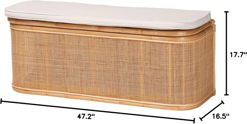 Bali & pari Ishana Bohemian Natural Rattan Storage Bench