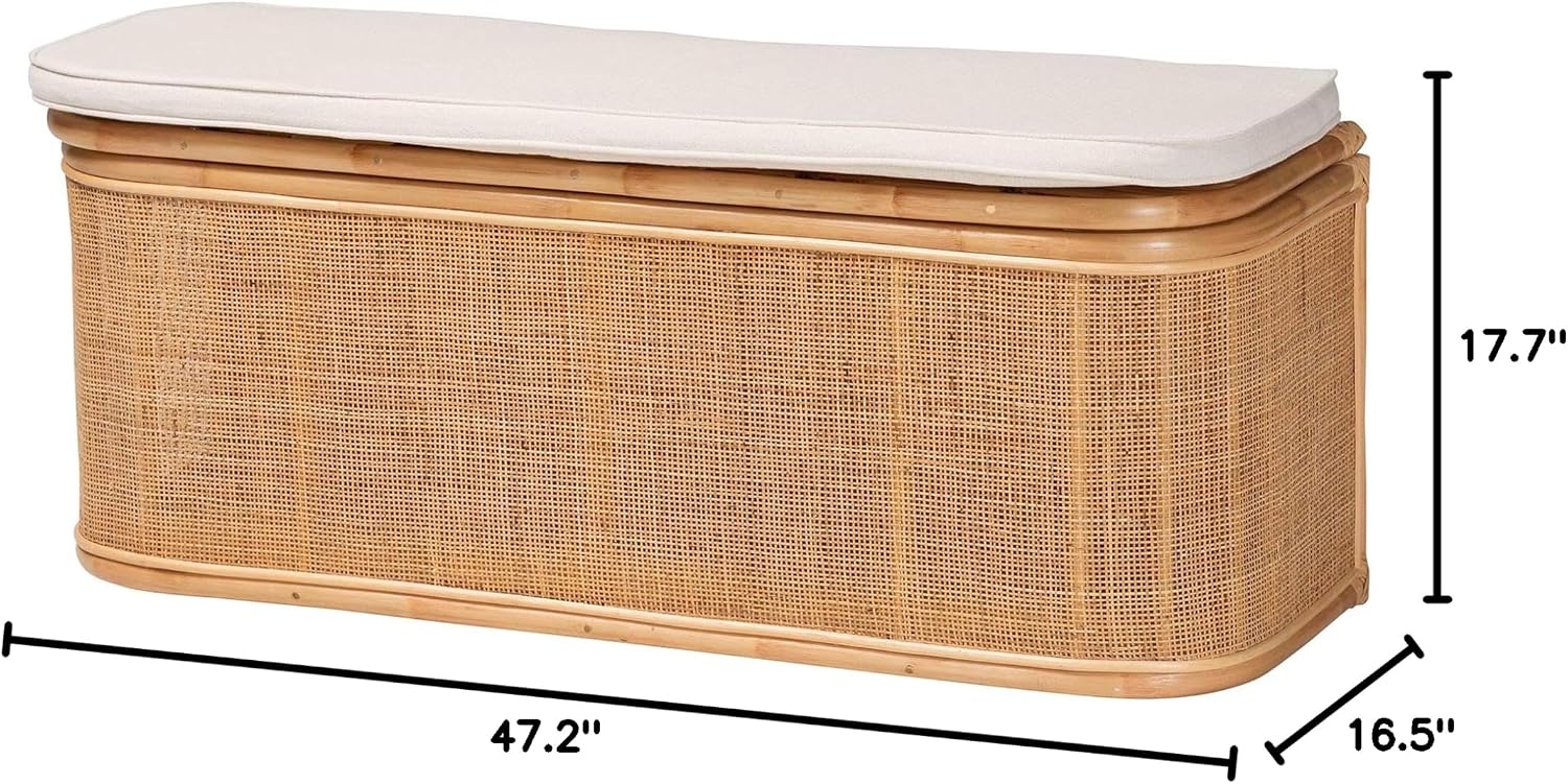 Bali & pari Ishana Bohemian Natural Rattan Storage Bench