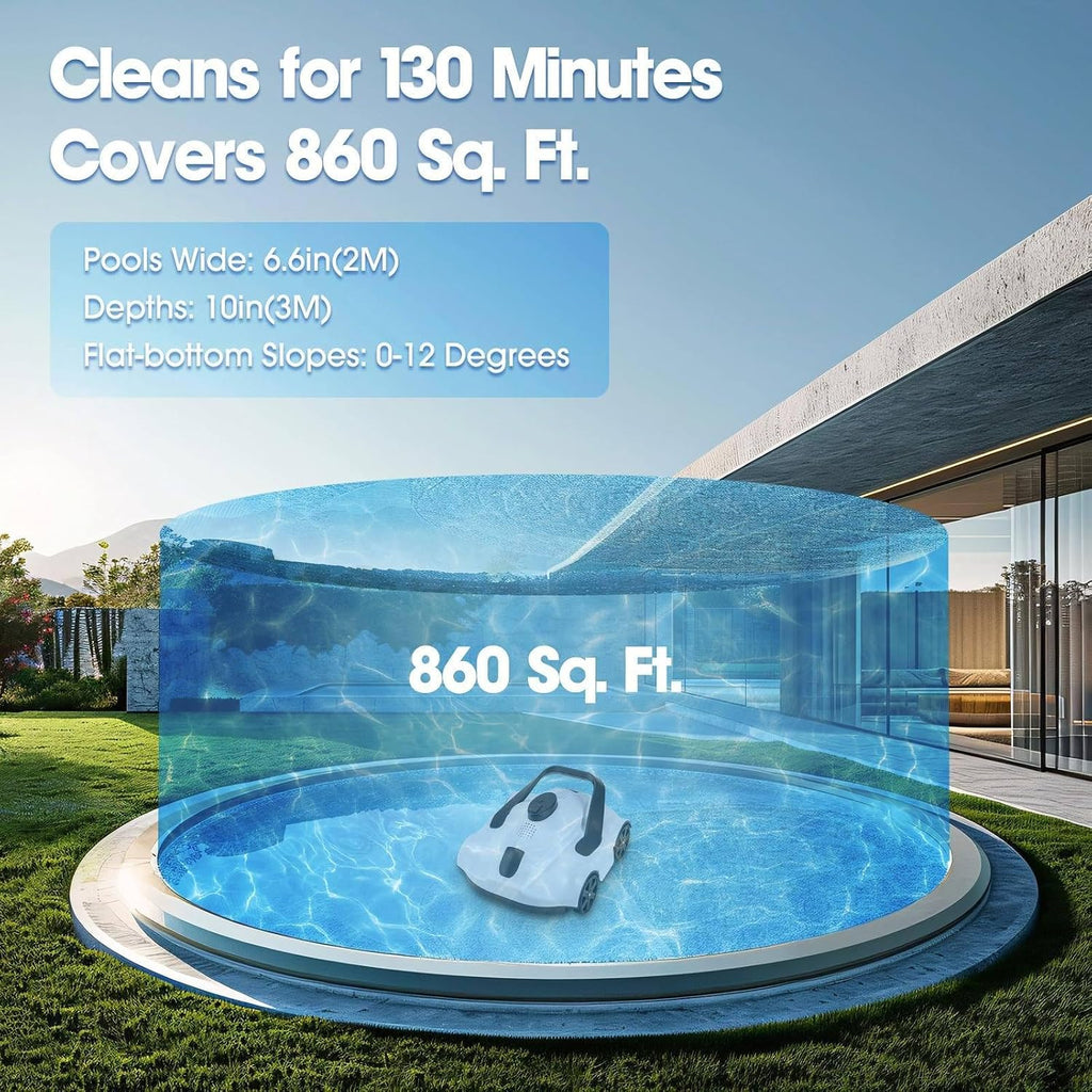 Corded APP Robotic Pool Cleaner with Smart Mapping Tech, Pool Vacuum Robot with Powerful Suction, Automatic Pool Vacuum, Applies to for In-Ground Pools 1076 Sq.Ft Coverage,White