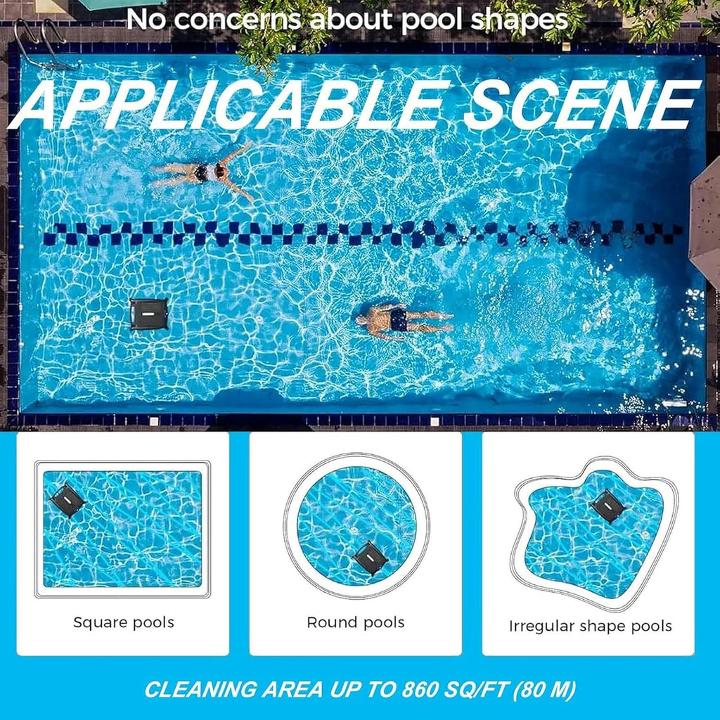 Cordless Pool Cleaner Robot, Working Time: 5 Hours, with Obstacle Sensing,for Cleaning Courtyard Pools Fallen Leaves