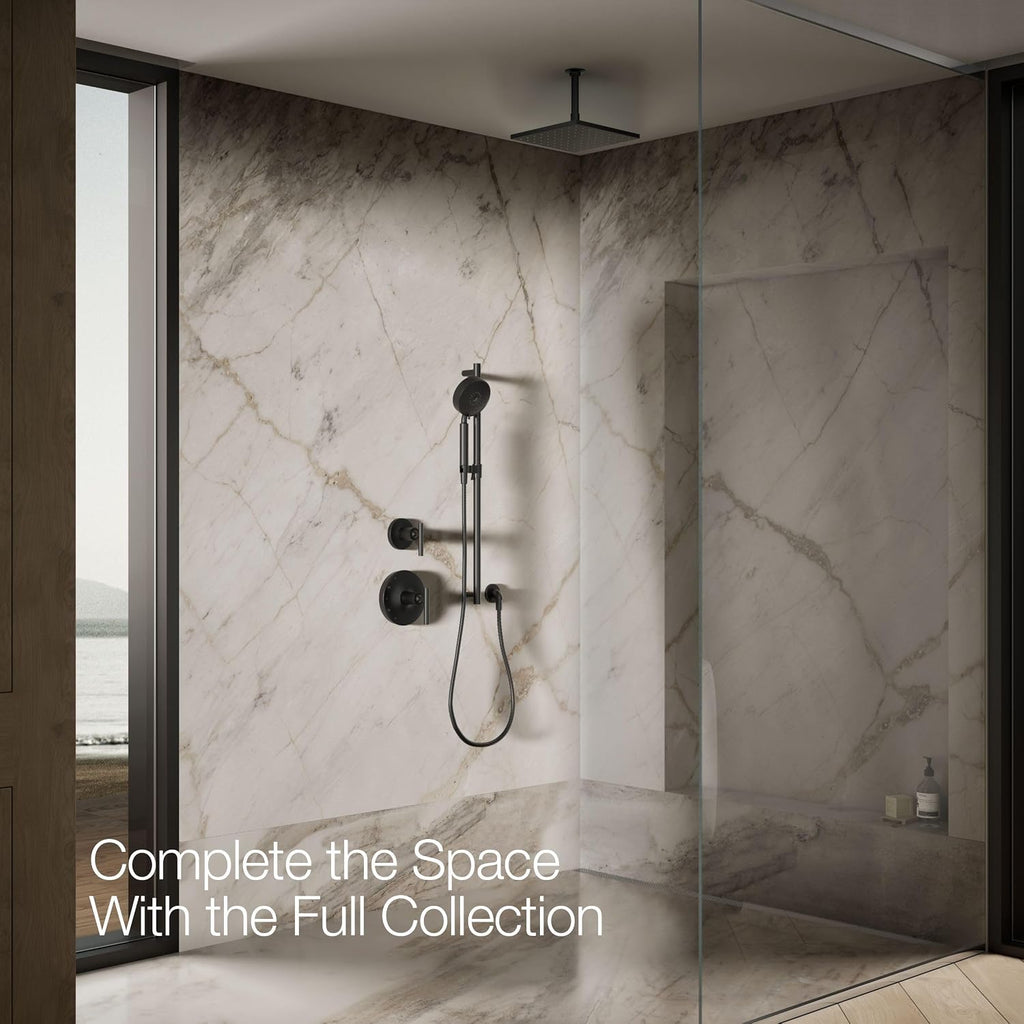 Kohler 13696-BL Contemporary Square 10' single-function rainhead, 2.5 gpm, Matte Black