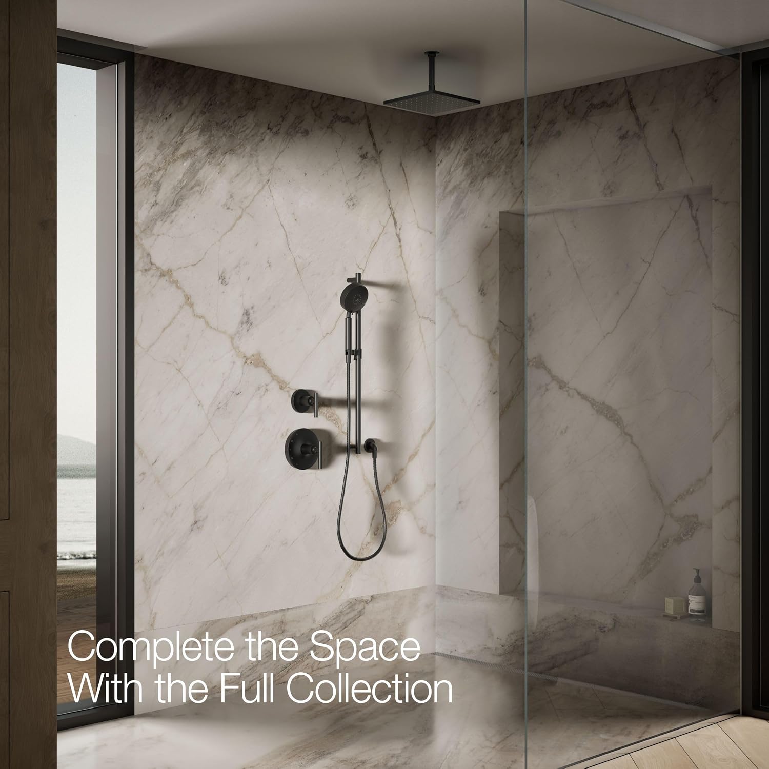 Kohler 13696-BL Contemporary Square 10' single-function rainhead, 2.5 gpm, Matte Black