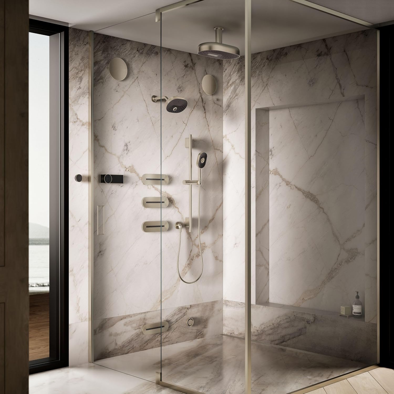 KOHLER Anthem + Digital Control Steamhead in Vibrant Brushed Nickel, Large Dial for Easy Temperature + Flow Rate Adjustment, Features System Warm-Up + Pause Option, Includes Optional Flow Restrictor