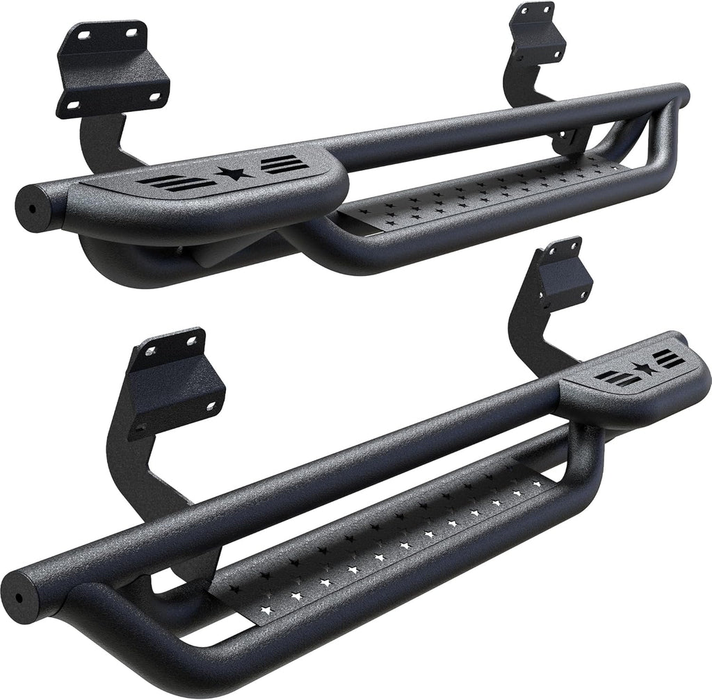 Running Boards Compatible with 2015-2026 Ford F150 F 150, 2017-2026 Ford F250 F350 Super Duty Regular Cab, 6' 2-Stairs Side Step Rails Coated Black Carbon Steel Nerf Bars