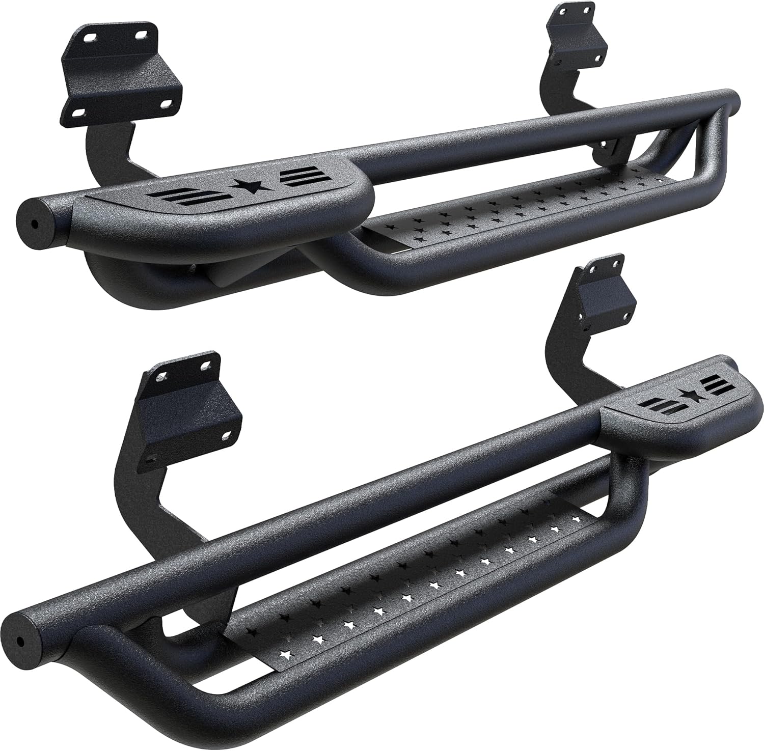 Running Boards Compatible with 2015-2026 Ford F150 F 150, 2017-2026 Ford F250 F350 Super Duty Regular Cab, 6' 2-Stairs Side Step Rails Coated Black Carbon Steel Nerf Bars