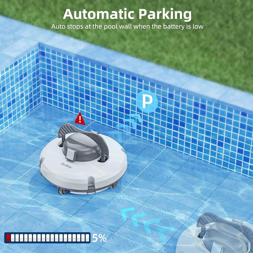 Cordless Robotic Pool Cleaner, Pool Vacuum for Above Ground Pool Come, 120 Mins Running Time, Self-Parking, Pool Vacuum Inground Pools, Lightweight Pool Robot,220V