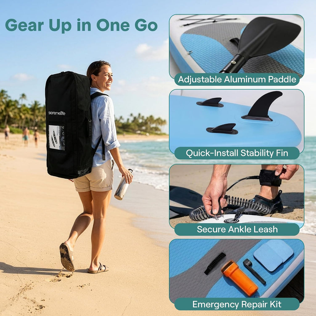 SereneLife Inflatable Stand Up Paddle Board
