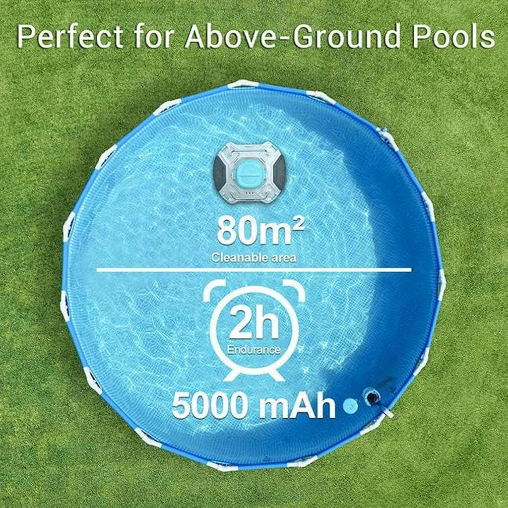 Wireless Robotic Cleaner for Swimming Pools, Pool Vacuum Cleaner with Improved Double Drive Engines, Up to 90 Minutes of Cleaning for Pools On The Floor Or On The Ground Up to More