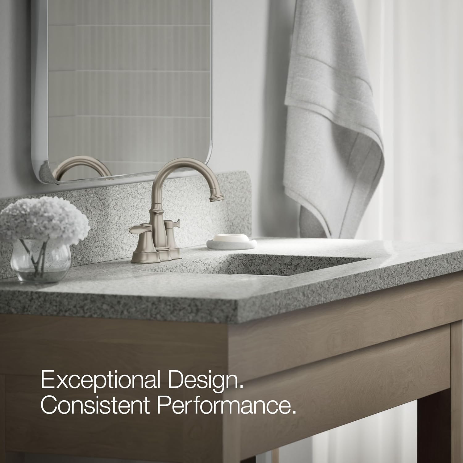 KOHLER K-27378-4-BN Bellera® Centerset Bathroom Sink Faucet, 1.2 GPM, Ceramic Disc Valves, Traditional Design, Vibrant Brushed Nickel