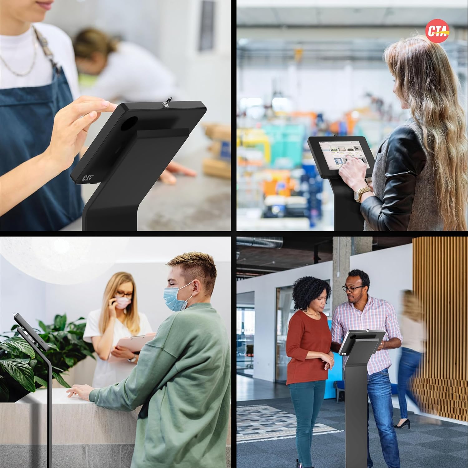 CTA Digital Premium Kiosk Floor Stand - Locking Floor Stand Kiosk - iPad 7th/8th/9th Gen 10.2' - Pro 11', 5th & 6th Gen, Surface Go, Galaxy Tab S5E & More (PAD-PARAF)
