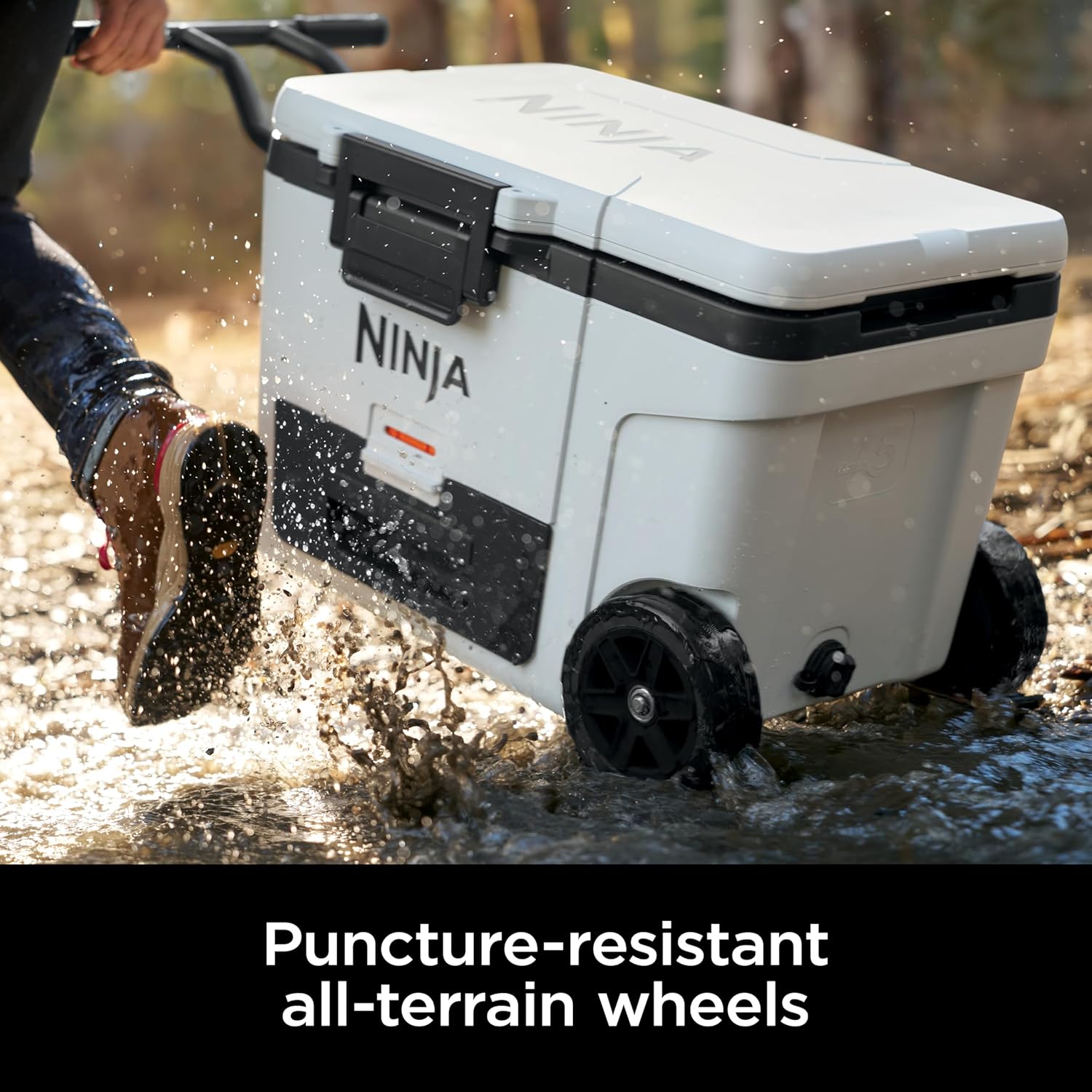 Ninja | Cooler | FrostVault 45QT Cooler with Wheels | Insulated with Temp Dry Storage Drawer | Keeps Ice Cold for Days | for the Beach, Camping, Picnics & More | Cloud White | FB245WH