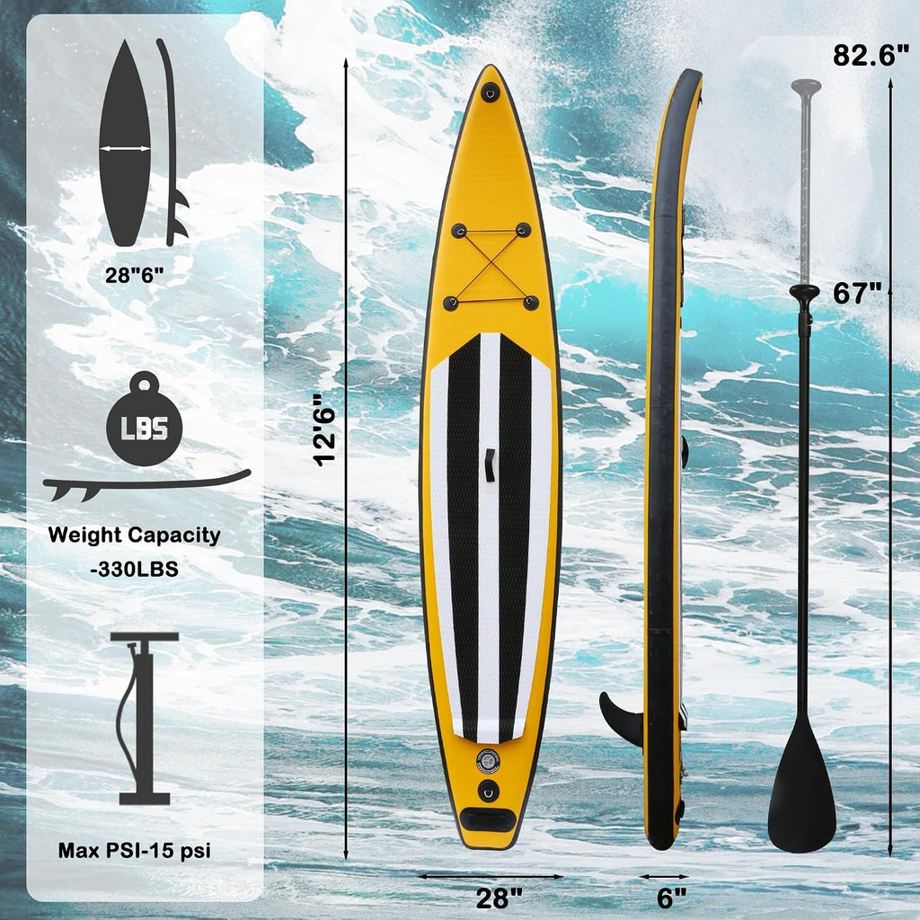 Inflatable Paddle Boards with Non-Slip Deck, Ultra-Light Stand Up Paddle Board Surf Board with Accessories & Carry Bag, Wide Stable Design for Adults and Youth