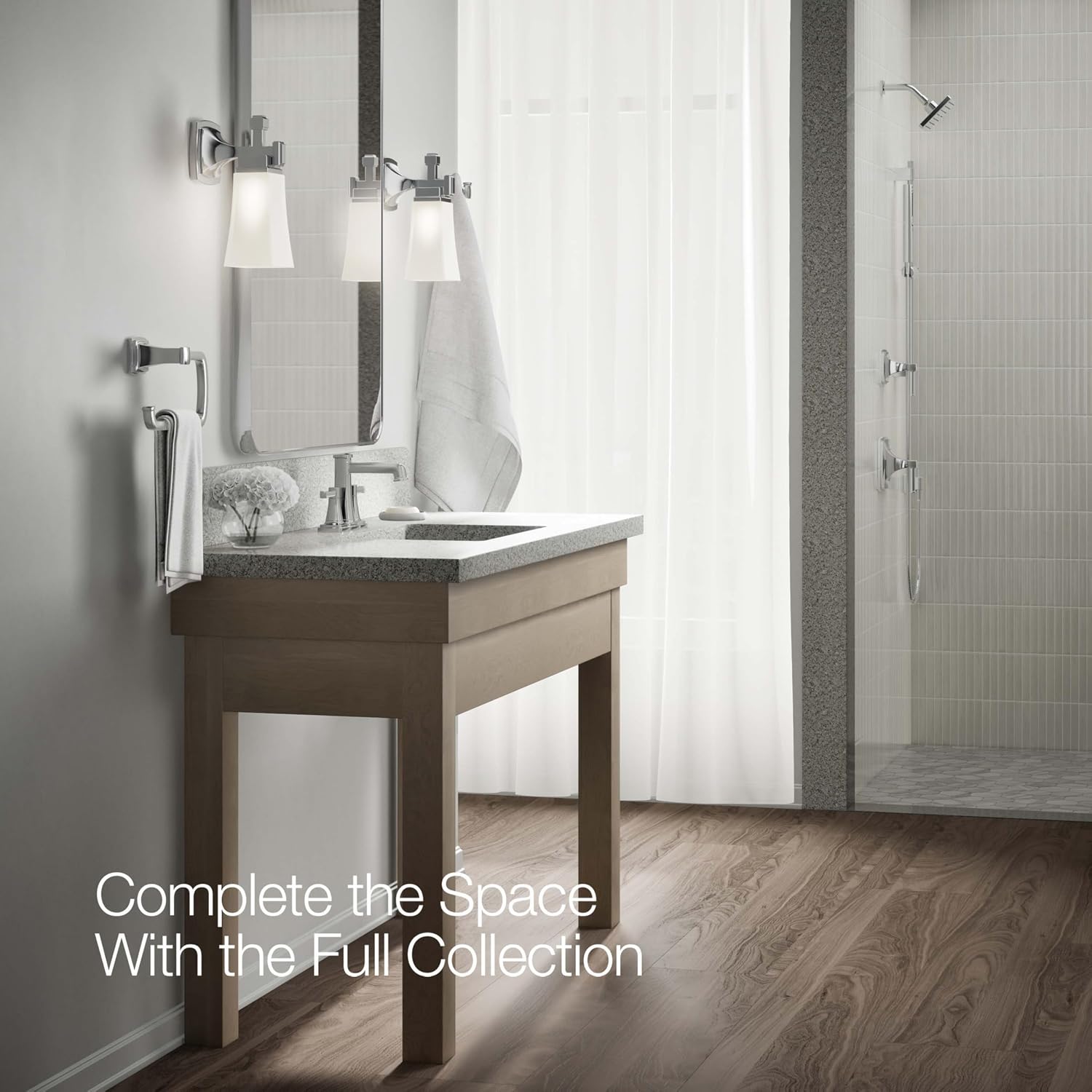 Kohler K-27398-4N-CP Riff Centerset bathroom sink faucet, .5 gpm, Polished Chrome