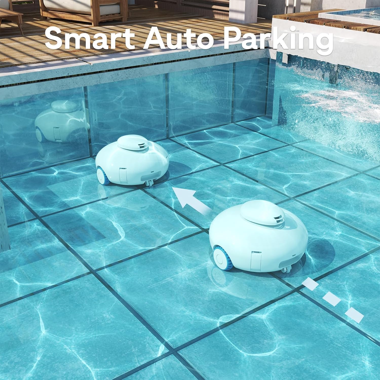 [2026 New] Cordless Robotic Pool Cleaner, Pool Vacuum with Dual-Layer Filtration, 120-Min Runtime, Auto-Parking, Lightweight Designed for Above-Ground & Inground Pool Flat Pool up to 860 Sq.ft