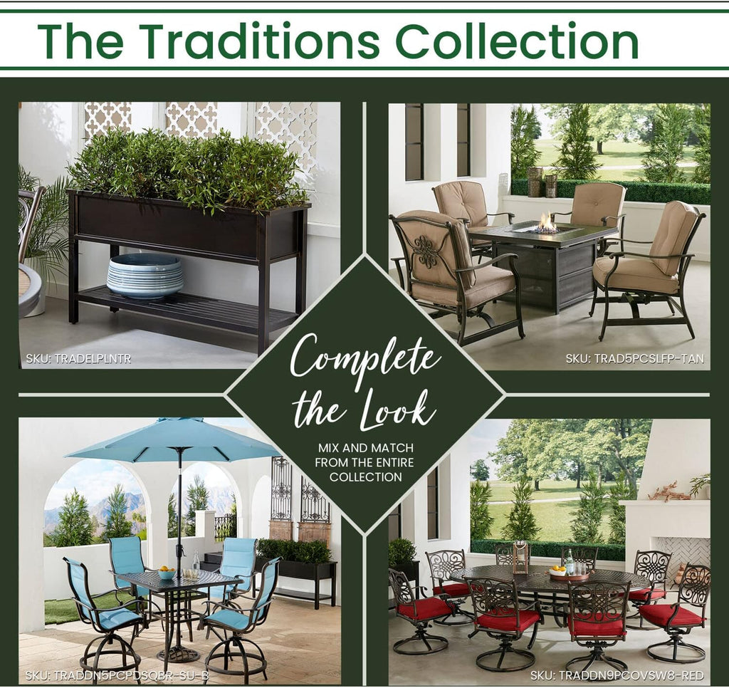 Hanover Traditions Outdoor Table, 50' Slat Top Console Table with 2 Shelves, Rust-Resistant All-Weather Patio Table with Brushed Bronze Finish, Perfect for Storage and Display Space or Bar Set Up