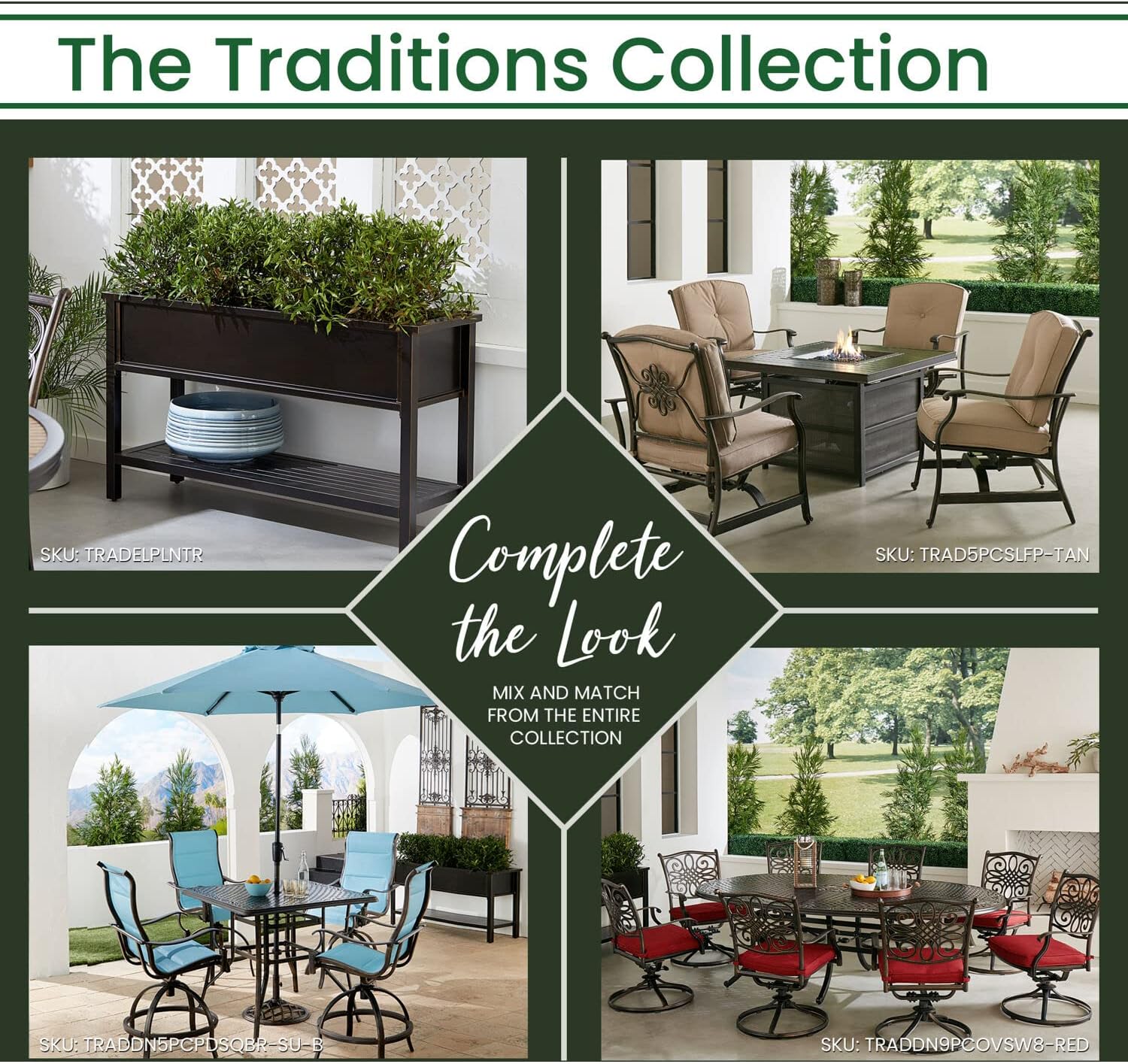 Hanover Traditions Outdoor Table, 50' Slat Top Console Table with 2 Shelves, Rust-Resistant All-Weather Patio Table with Brushed Bronze Finish, Perfect for Storage and Display Space or Bar Set Up