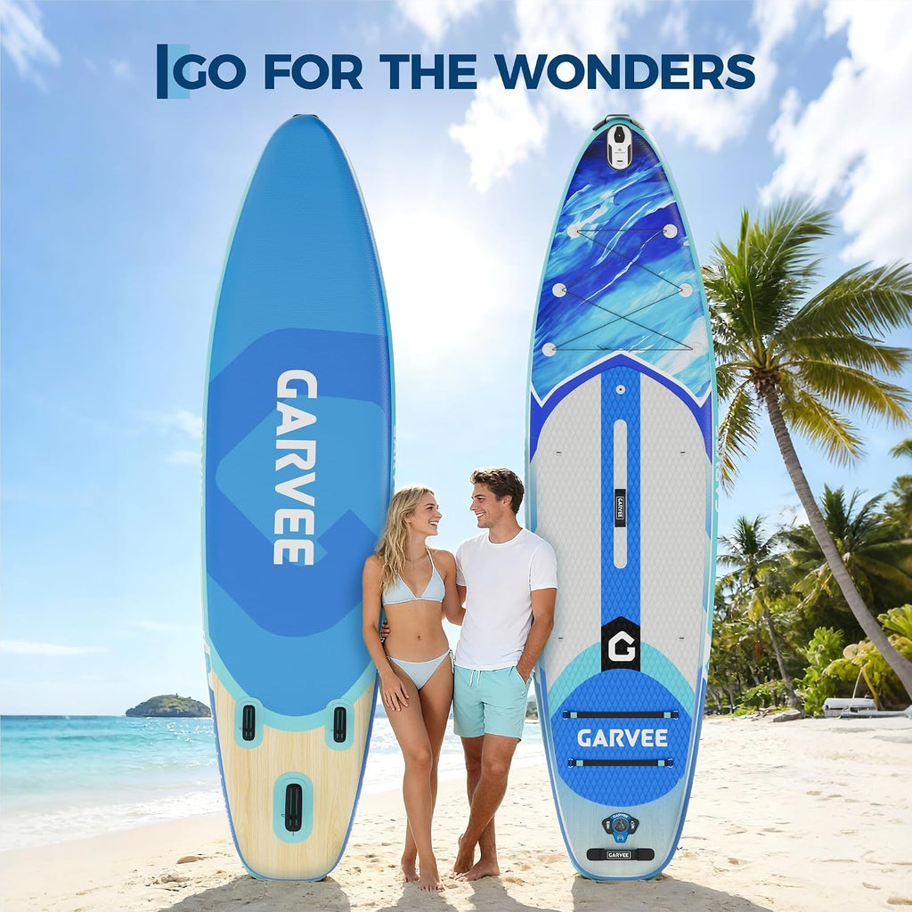 GarveeLife Inflatable Paddle Board,10.6/11FT Inflatable Stand Up Paddle Board with Premium SUP Paddleboard Accessories, Wide Stable Design, Non-Slip Comfort Deck for All Skill Level