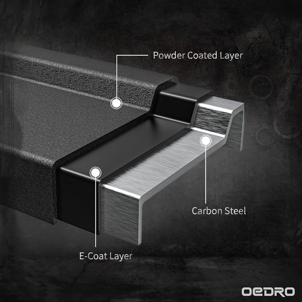 OEDRO 6.5' Running Boards Compatible with 2005-2023 Toyota Tacoma Double Cab, Steel Side Steps Nerf Bars Rails, Black and Red
