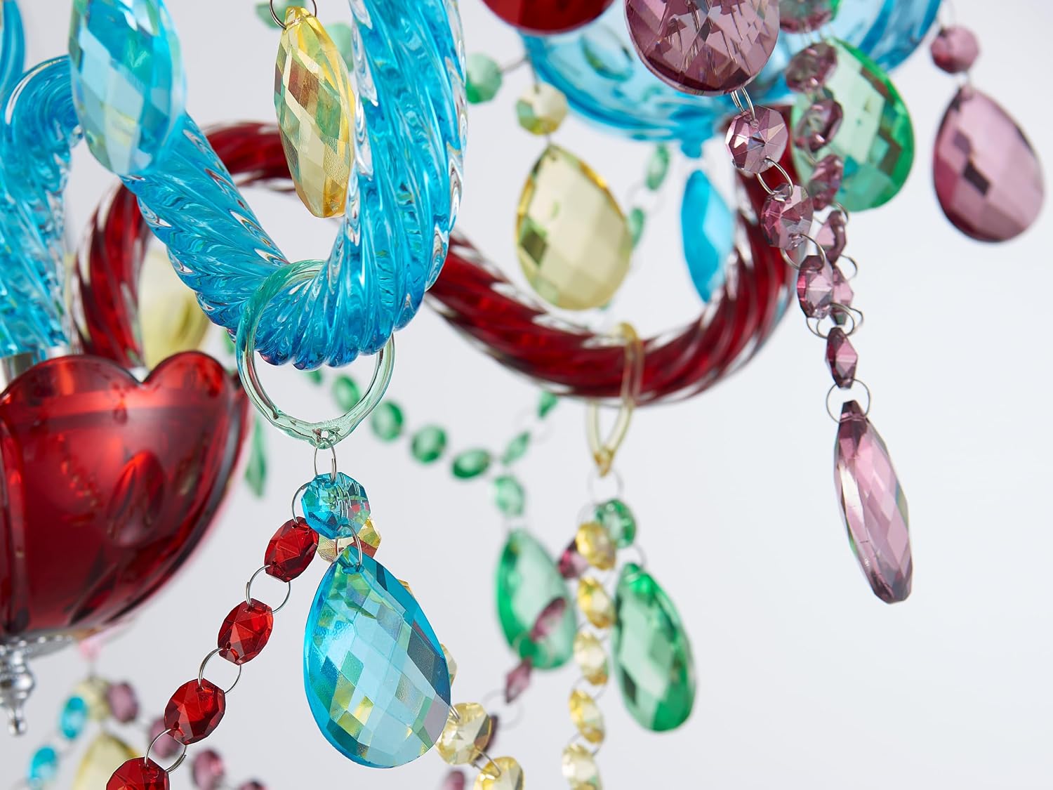 5-Lights Children Chandeliers, Modern Candy Design, Colorful Crystal Chandeliers for Bedroom, Dining Room, D22.8'' × H33.5'', Adjustable Height (33.5'~70.9'), Youth Color & Chrome Finish Frame